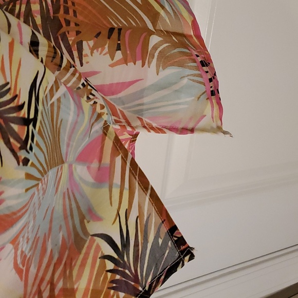 Sheer top coverup palm frond print beaded - Picture 4 of 5